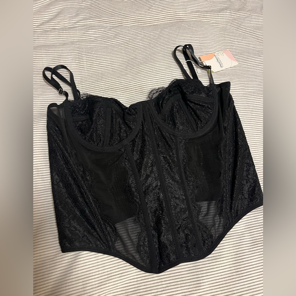 Black Lace Corset Crop Top